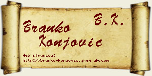 Branko Konjović vizit kartica